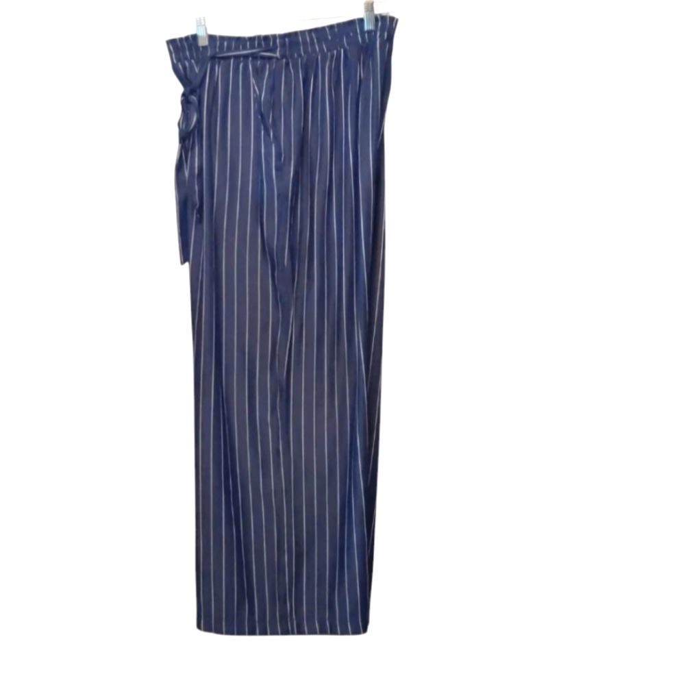 Wide-Leg High Waist Pants Stripe Casual  Oversized Loose Medium